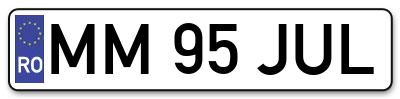 Placuta inmatriculare numar auto  MM-95-JUL, MM 95 JUL, MM95JUL