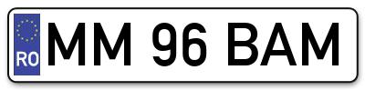 Placuta inmatriculare numar auto  MM-96-BAM, MM 96 BAM, MM96BAM