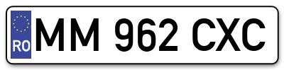Placuta inmatriculare numar auto  MM-962-CXC, MM 962 CXC, MM962CXC