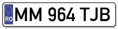 Placuta inmatriculare numar auto  MM-964-TJB, MM 964 TJB, MM964TJB