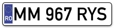 Placuta inmatriculare numar auto  MM-967-RYS, MM 967 RYS, MM967RYS