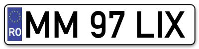 Placuta inmatriculare numar auto  MM-97-LIX, MM 97 LIX, MM97LIX