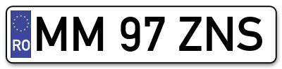 Placuta inmatriculare numar auto  MM-97-ZNS, MM 97 ZNS, MM97ZNS