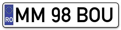 Placuta inmatriculare numar auto  MM-98-BOU, MM 98 BOU, MM98BOU