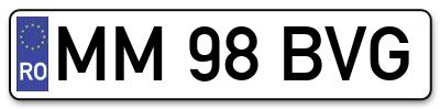 Placuta inmatriculare numar auto  MM-98-BVG, MM 98 BVG, MM98BVG