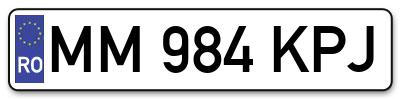 Placuta inmatriculare numar auto  MM-984-KPJ, MM 984 KPJ, MM984KPJ