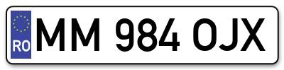 Placuta inmatriculare numar auto  MM-984-OJX, MM 984 OJX, MM984OJX