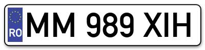 Placuta inmatriculare numar auto  MM-989-XIH, MM 989 XIH, MM989XIH