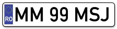 Placuta inmatriculare numar auto  MM-99-MSJ, MM 99 MSJ, MM99MSJ