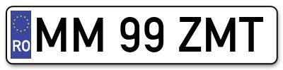 Placuta inmatriculare numar auto  MM-99-ZMT, MM 99 ZMT, MM99ZMT