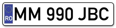 Placuta inmatriculare numar auto  MM-990-JBC, MM 990 JBC, MM990JBC