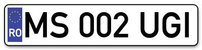 Placuta inmatriculare numar auto  MS-002-UGI, MS 002 UGI, MS002UGI