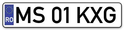 Placuta inmatriculare numar auto  MS-01-KXG, MS 01 KXG, MS01KXG