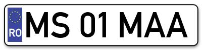 Placuta inmatriculare numar auto  MS-01-MAA, MS 01 MAA, MS01MAA