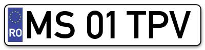Placuta inmatriculare numar auto  MS-01-TPV, MS 01 TPV, MS01TPV
