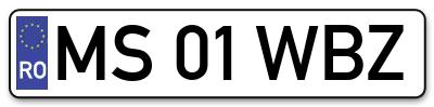 Placuta inmatriculare numar auto  MS-01-WBZ, MS 01 WBZ, MS01WBZ