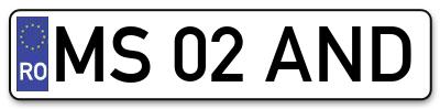 Placuta inmatriculare numar auto  MS-02-AND, MS 02 AND, MS02AND