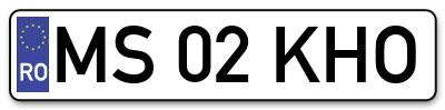 Placuta inmatriculare numar auto  MS-02-KHO, MS 02 KHO, MS02KHO