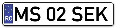 Placuta inmatriculare numar auto  MS-02-SEK, MS 02 SEK, MS02SEK