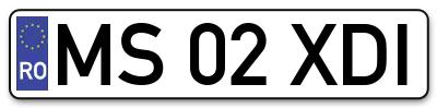 Placuta inmatriculare numar auto  MS-02-XDI, MS 02 XDI, MS02XDI