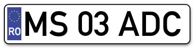 Placuta inmatriculare numar auto  MS-03-ADC, MS 03 ADC, MS03ADC