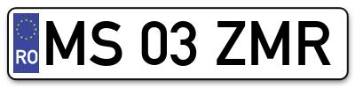 Placuta inmatriculare numar auto  MS-03-ZMR, MS 03 ZMR, MS03ZMR