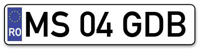 Placuta inmatriculare numar auto  MS-04-GDB, MS 04 GDB, MS04GDB