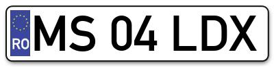 Placuta inmatriculare numar auto  MS-04-LDX, MS 04 LDX, MS04LDX