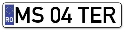 Placuta inmatriculare numar auto  MS-04-TER, MS 04 TER, MS04TER
