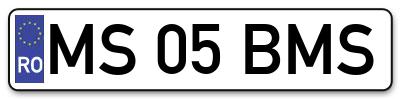 Placuta inmatriculare numar auto  MS-05-BMS, MS 05 BMS, MS05BMS