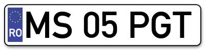 Placuta inmatriculare numar auto  MS-05-PGT, MS 05 PGT, MS05PGT