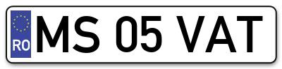 Placuta inmatriculare numar auto  MS-05-VAT, MS 05 VAT, MS05VAT