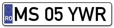 Placuta inmatriculare numar auto  MS-05-YWR, MS 05 YWR, MS05YWR