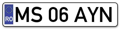 Placuta inmatriculare numar auto  MS-06-AYN, MS 06 AYN, MS06AYN