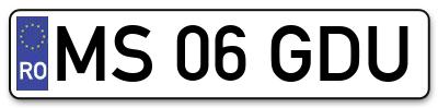 Placuta inmatriculare numar auto  MS-06-GDU, MS 06 GDU, MS06GDU