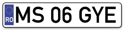 Placuta inmatriculare numar auto  MS-06-GYE, MS 06 GYE, MS06GYE