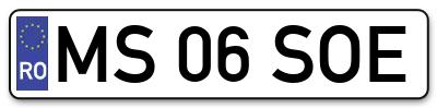 Placuta inmatriculare numar auto  MS-06-SOE, MS 06 SOE, MS06SOE