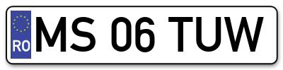 Placuta inmatriculare numar auto  MS-06-TUW, MS 06 TUW, MS06TUW