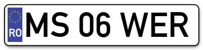 Placuta inmatriculare numar auto  MS-06-WER, MS 06 WER, MS06WER