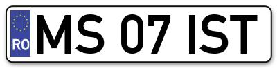 Placuta inmatriculare numar auto  MS-07-IST, MS 07 IST, MS07IST