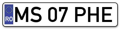 Placuta inmatriculare numar auto  MS-07-PHE, MS 07 PHE, MS07PHE