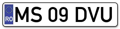 Placuta inmatriculare numar auto  MS-09-DVU, MS 09 DVU, MS09DVU