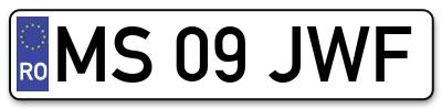 Placuta inmatriculare numar auto  MS-09-JWF, MS 09 JWF, MS09JWF