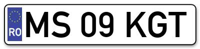 Placuta inmatriculare numar auto  MS-09-KGT, MS 09 KGT, MS09KGT