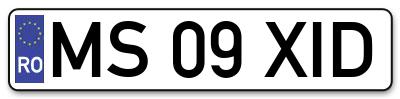 Placuta inmatriculare numar auto  MS-09-XID, MS 09 XID, MS09XID