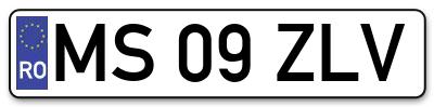 Placuta inmatriculare numar auto  MS-09-ZLV, MS 09 ZLV, MS09ZLV
