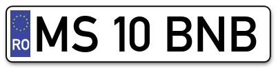 Placuta inmatriculare numar auto  MS-10-BNB, MS 10 BNB, MS10BNB