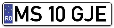 Placuta inmatriculare numar auto  MS-10-GJE, MS 10 GJE, MS10GJE