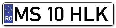 Placuta inmatriculare numar auto  MS-10-HLK, MS 10 HLK, MS10HLK
