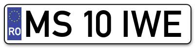 Placuta inmatriculare numar auto  MS-10-IWE, MS 10 IWE, MS10IWE